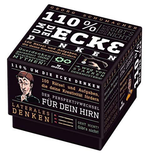 moses. 110% um die Ecke Denken | 100 Aufgaben und Rätsel für kreative Denk-Anstöße von Autor Georg Schumacher | Rätselbox für Kinder ab 12 Jahren und Erwachsene