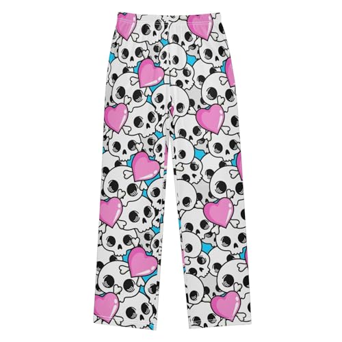 Boys' Pants Cute Skull Heart Long Bottoms Jogger Pants Elastic Waist Trousers with Pockets S-XL