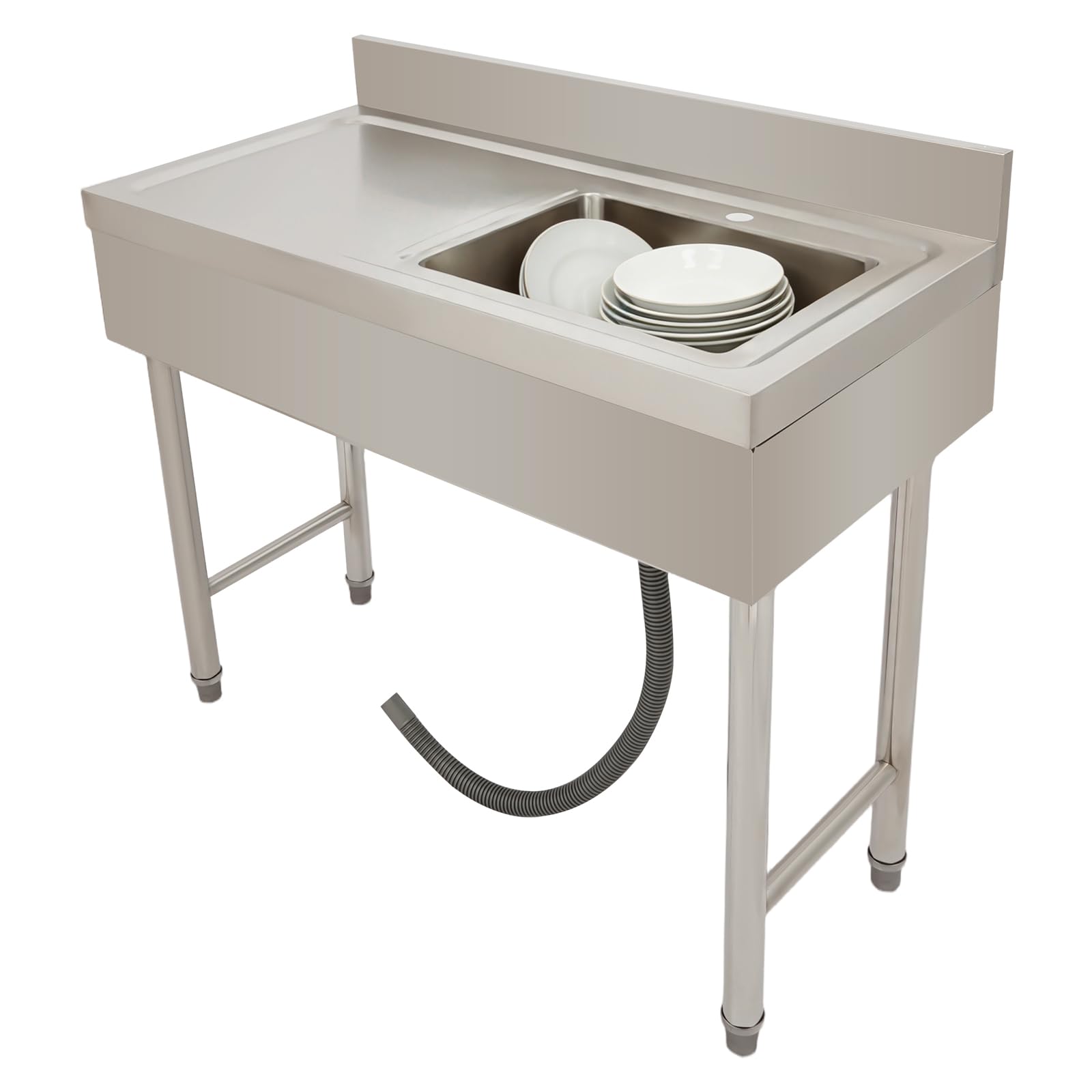 Lavello in Acciaio Inox Acciaio Inox Lavello da Cucina 100x50x80cm Lavello Da Cucina Indipendente Capacità di Carico di 150kg Lavandino da Esterno Regolazione Dell'altezza da 1-3 cm