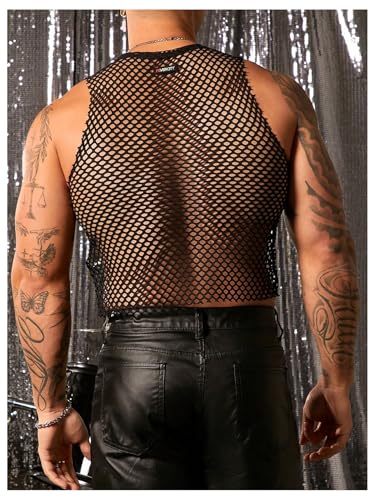 Milumia Men's Letter Print Criss Cross Hollow Out Tank Top Party Rave Clubwear3