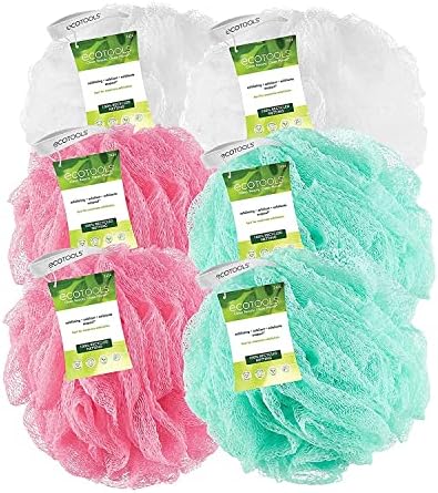 EcoTools Exfoliating Ecopouf (Pack of 6) Fine Netting Pouf; Rich Lather, Gentle Cleansing, and Exfoliation for Smoother, Softer Skin; Self Care Through Skin Care, Assorted