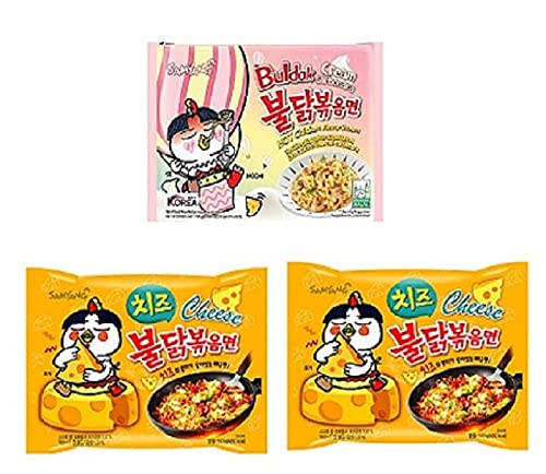 Sam Yang Buldak Cheese Noodles 2&Buldak Cream Carbonara 1(Pack Of 3)(420Gm)(Imported)Instant Noodles Non-Vegetarian(3X140 G)(Combo Pack) (B09F9T797K) Amazon Price History, Amazon Price Tracker