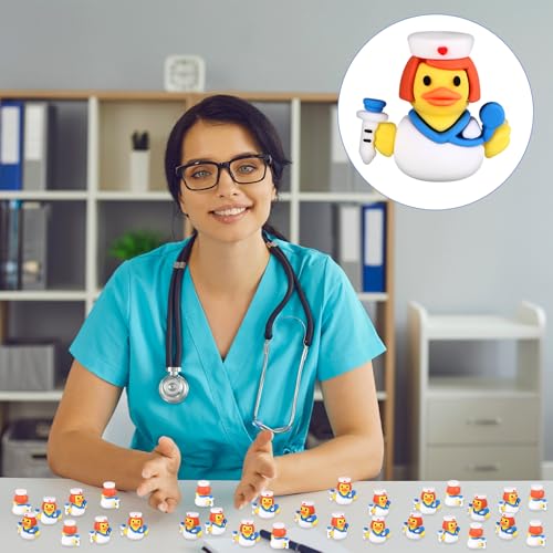Image of Gejoy 50 Pcs Mini Nurse Rubber Ducks Nurse Appreciation Week Figurines Bulk Small Assorted Rubber Ducks for Birthday Gifts Party Exchanging Favors Holiday Decor