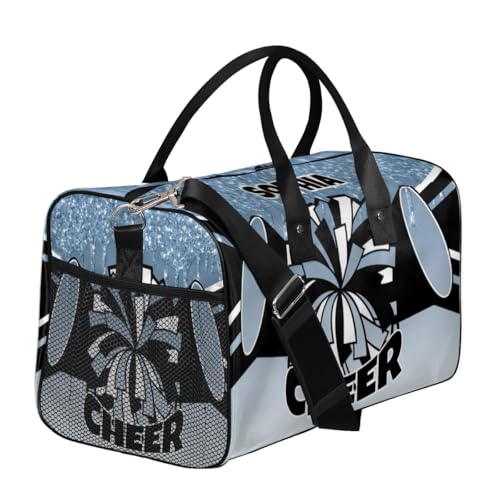 Personalized Cheer Bags for Cheerleaders Custom Sport Duffel Bag Gym Bag Travel Duffle Bag Overnight Weekender Bag with Name Light Blue3