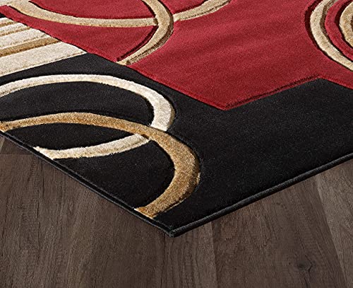 GLORY RUGS Area Rug 2x3 Door Mat Dark Red Geometric Soft Floor Carpet with Premium Fluffy Texture for Indoor Living Dining Room and Bedroom Area