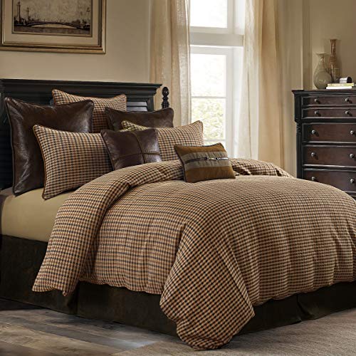HiEnd Accents Clifton 3 Piece Comforter Set with Pillow Shams, Brown Tweed Houndstooth, Super Queen Size, Rustic Cabin Lodge Luxury Bedding Set, 1 Comforter and 2 Pillowcases