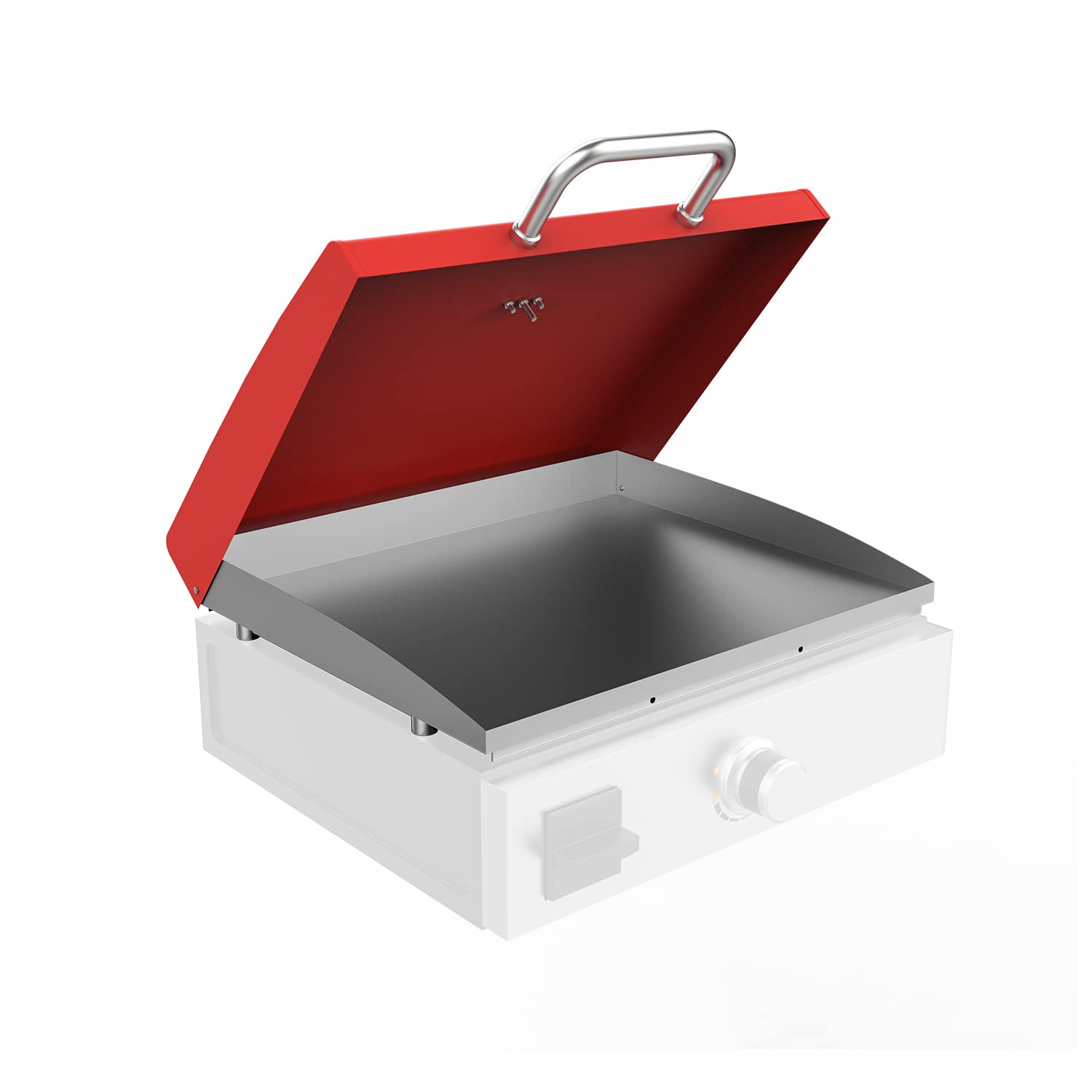 Photo 1 of Hinged Griddle Hard Cover Hood with Thermometer for Blackstone 17" Table Top Griddle, 5010 Grill Lid for Blackstone Griddle Accessories 17 inch, Blackstone 17 inch Griddle Cover Hood, Heavy Duty, Red 17" Griddle And Hard Cover