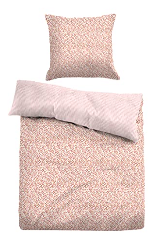 TOM TAILOR 0047668 Bettwäsche Garnitur mit Kopfkissenbezug Baumwoll Linon - SEED 1x 155x220 cm + 1x 80x80 cm, coralle