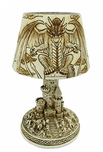 Osiris Trading UK Gothic Dragon Castle Lamp | 23.5 cm Resin Fantasy Light Ornament | Battery Operated Dragon Tower Home Decor Gift