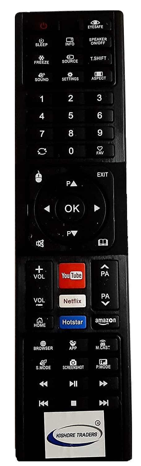Kishore Traders Compatible Remote Control for T-Series/Foxsky/AIIVA Smart Led Tv with YouTube Netflix Hotstar Amazon Function (Please Match Your Old Remote Control with Given Image) (B09KM7K35Z) Amazon Price History, Amazon Price Tracker