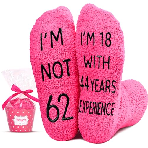 HAPPYPOP 70 Year Old Birthday Gifts for Women - 61 62 63 64 66 67 68 Birthday Gifts Socks In Pink