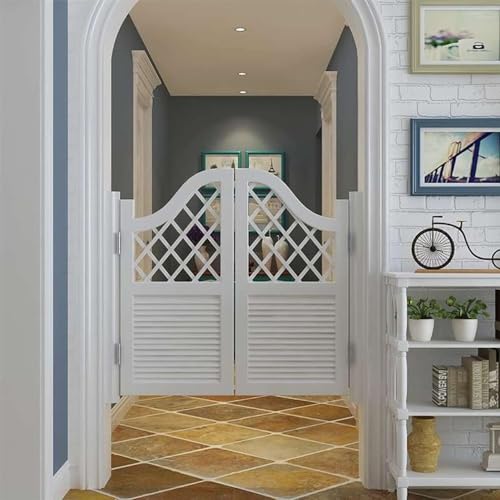 Puertas oscilantes de madera maciza para interiores con bisagras, función de cierre automático, puerta de barra blanca para centros de cocina y salones, puerta de mayordomo de 30 x 32 pulgadas