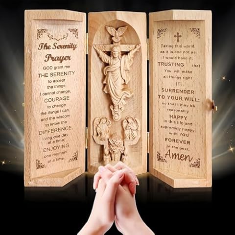 Jcxuot Wooden Jesus Prayer Box Statue Cover