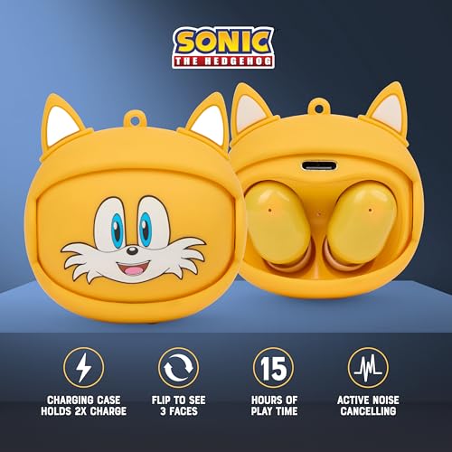 Image of Sakar - Wireless Earbuds Sonic, True Wireless Bluetooth Earbuds with Active Noise Cancelling, in-Ear Headphones with Charging Case, Tails Yellow