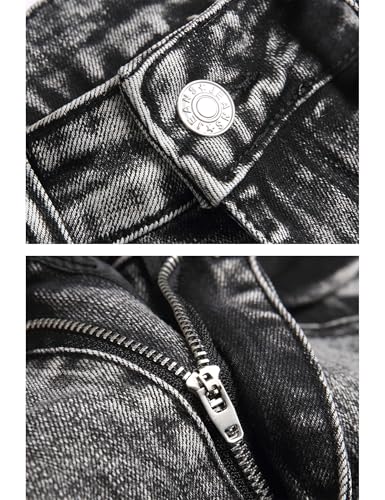 Men Crystal Patch Slim Tapered Stretch Denim Jeans4