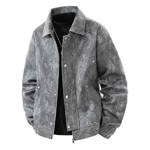 Chaqueta denim para hombre con cierre y estilo vintage miniatura 1