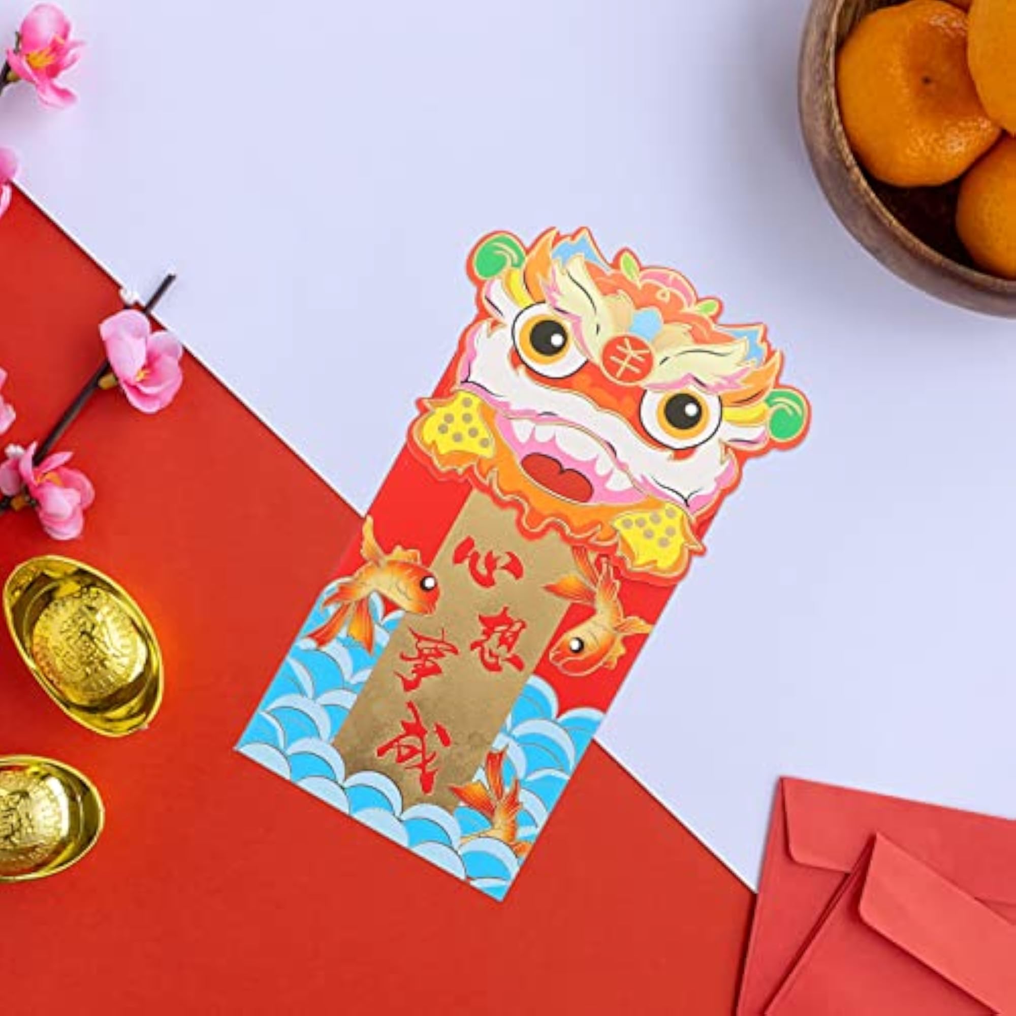 30pcs Chinese New Year 3D Lion Dance Red Envelopes