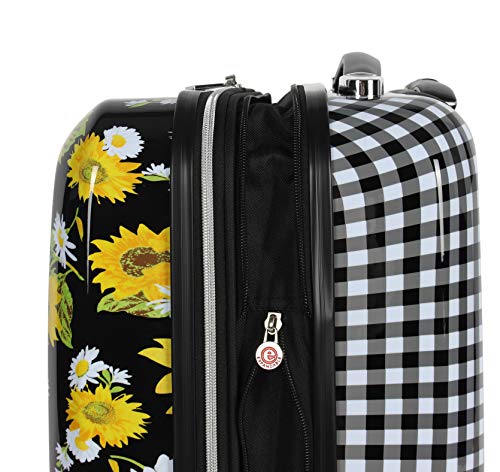 Image of Betsey Johnson Designer Luggage Collection - Expandable 3 Piece Hardside Lightweight Spinner Suitcase Set - Travel Set includes 20-Inch Carry On, 26 inch and 30-Inch Checked Suitcase (Sunflower)