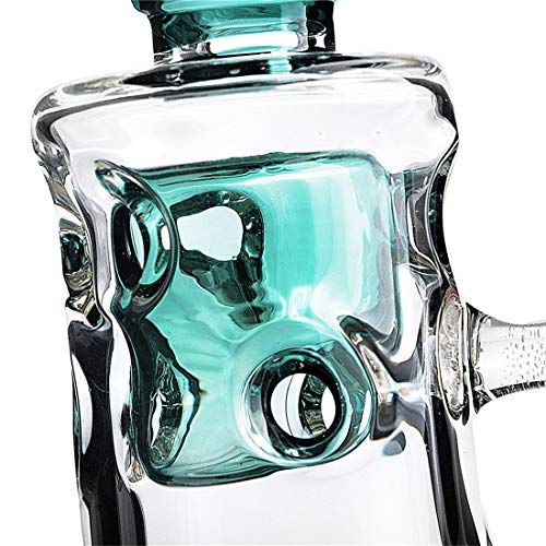 RORA Water Pipe Thick Recycler Handmade Glass Bong with Percolator Pipes with 14 mm Joint Banger (Lack Green with Quartz… – Bild 3