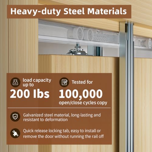 AWDIA 36"x80" Pocket Door Frame Kit, 200LBS Two-Way Soft Close Mechanism, Heavy-Duty, Fits 28"-36" Door for 2x4 Wall, Galvanized Steel & Aluminum Track, All-in-One Hardware, Walk-in Closet, No Door by AWDIA - Used condition - Image 4