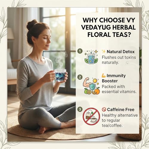 Image of VY VedaYug Herbal Tea Combo Pack | Blue Butterfly Pea Flower 20g & Hibiscus Flower 30g | Caffeine Free Herbal Tea | Total Weight 50g