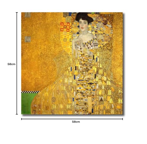 Image of Sikhash Gustav Klimt Canvas Paintings | Portrait of Adele Bloch-Bauer I Symbolist Art | Famous Artist Wall Art for Home Decor | 23x23 Inches Unframed
