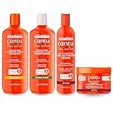 Cantu Crema de rizo de coco 12oz con champú y acondicionador sin sulfato y manteca de karité hidratante activadora