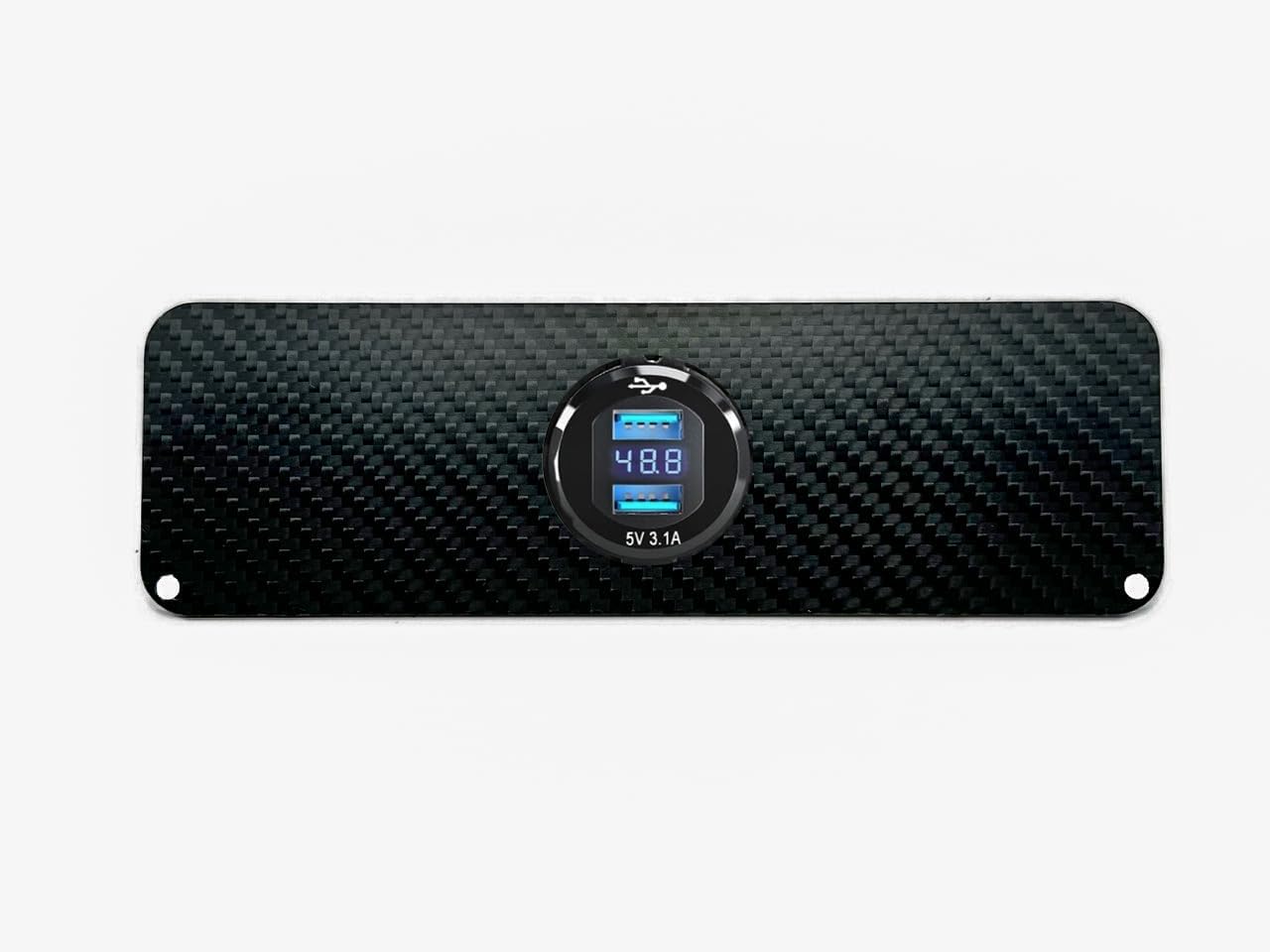 OZ-USA Carbon Fiber Golf Ball Holder Cover Plate with Dual USB Charger and Digital Voltage Meter Compatible with EZGO TXT PDS 36V/48V Electric Golf Carts