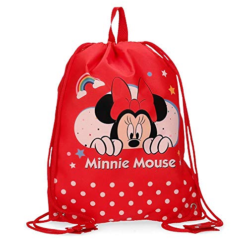 Disney Bolsa de Merienda Minnie Rainbow  Rojo  27x34 cm