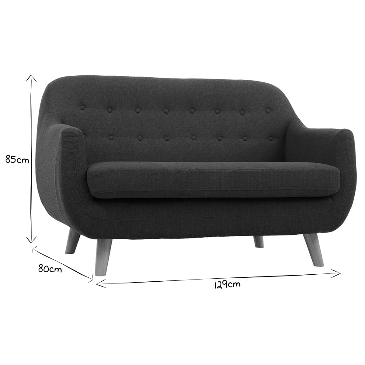 Miliboo YNOK - Sofá Escandinavo Desenfundable (2 Plazas) Muebles de Salon, Sofas Pequeños, Color Azul y Pato y Madera Clara