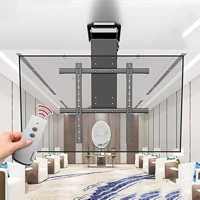 ZGLINMZ Electric Motorised TV Ceiling Mount Bracket with Remote Control Fits 50 90 Inch TVs