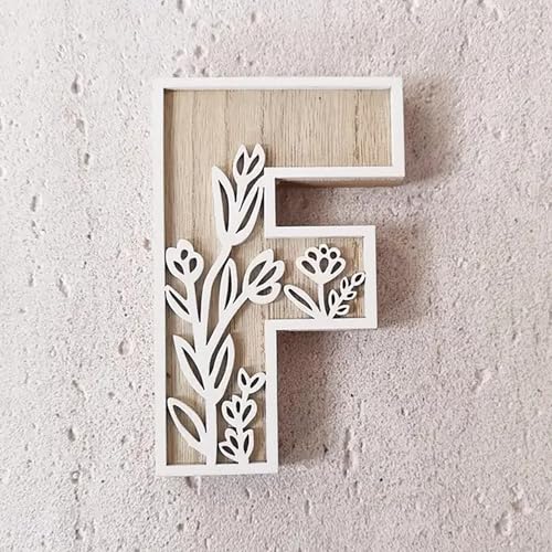5 26 lettres pour décoration murale - Fleurs peuvent être peintes sur bois pour chambre d'enfant - Lettres en bois pour bricolage - Plaques nominatives de...