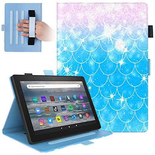 Kindle Fire HD 10 & Fire HD 10 Plus�^�u���b�g�p�P�[�X (10.1�C���`�A��11����A2021�N����) �ϏՌ��ی�PU���U�[�P�[�X �n���h�X�g���b�v�t���X�}�[�g�X�^���h���C�J�o�[ �L���L���X�P�[��