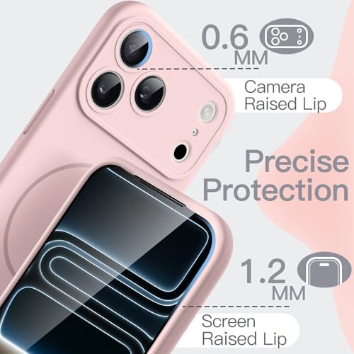 Image of JETech Magnetic Silicone Case for iPhone 17 Pro, Light Pink | Compatible with MagSafe, Silky Soft Touch, Full Camera Lens Protection, Shock Absorbing Phone Cover
