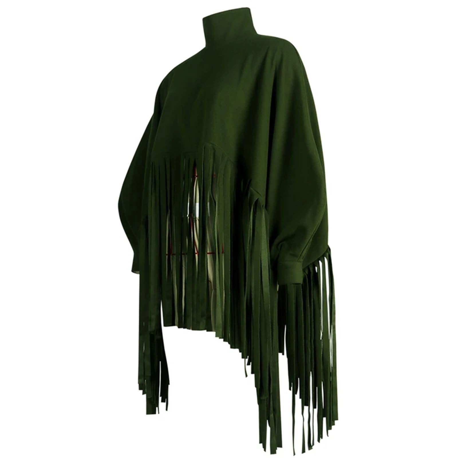 Top con Frange Top alla Moda Taglie Forti da Donna, Abbigliamento da Strada, Abiti Autunnali Solidi, Top e Camicette Eleganti da Donna con Nappe per Le Donne(Red,XXL)