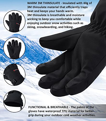 image for Alpine Swiss Mens Waterproof Gauntlet Snow Ski Gloves Winter Sport Sno