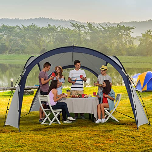 Outsunny campingtent tuintent feesttent partytent zonwering weerbestendig glasvezelstang + polyester crèmewit + blauw 3,5 x 3,5 x 2,3 m - Afbeelding 3