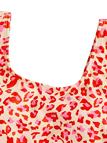 Image of WDIRARA Girl's Leopard Print One Piece Swimsuit Scoop Neck Sleeveless Bathing Suits
