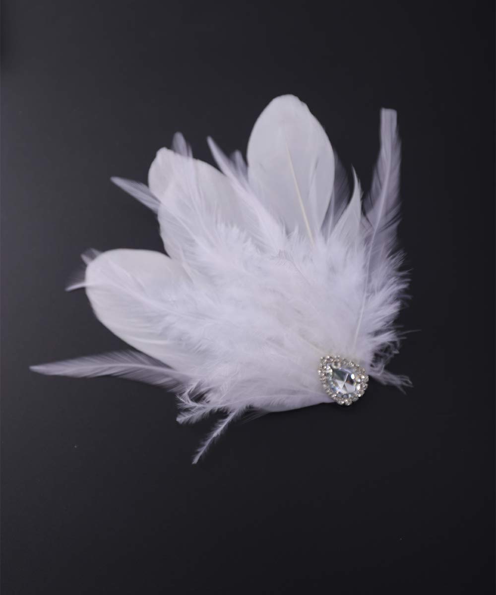 Amazon.com : Aimimier 1920s Flapper White Feather Headpiece  display picture 2