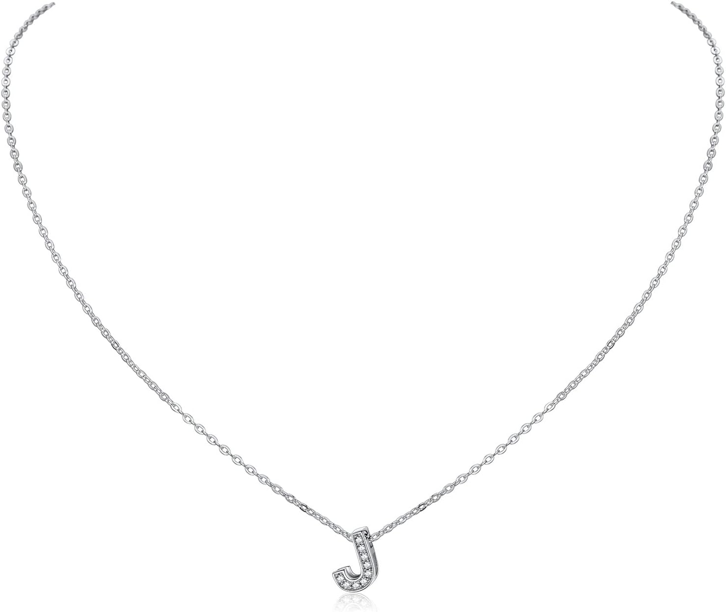 ChicSilver Cubic Zirconia Initial Necklace for Women 925 Sterling Silver Letter Necklace Dainty Personalized Jewelry