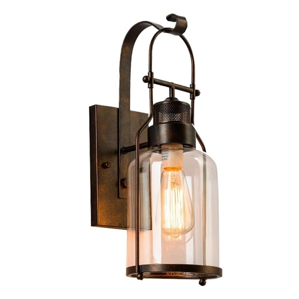 LYOUAE Vintage Industrial Metal Wall Sconces Glass Shade Indoor Wall Lamp
