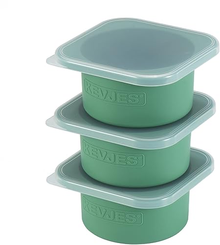 KEVJES PLUS Cajas grandes de 33.8 fl oz para pizza artesanal, recipientes apilables de silicona de grado alimenticio con tapas, acero reforzado