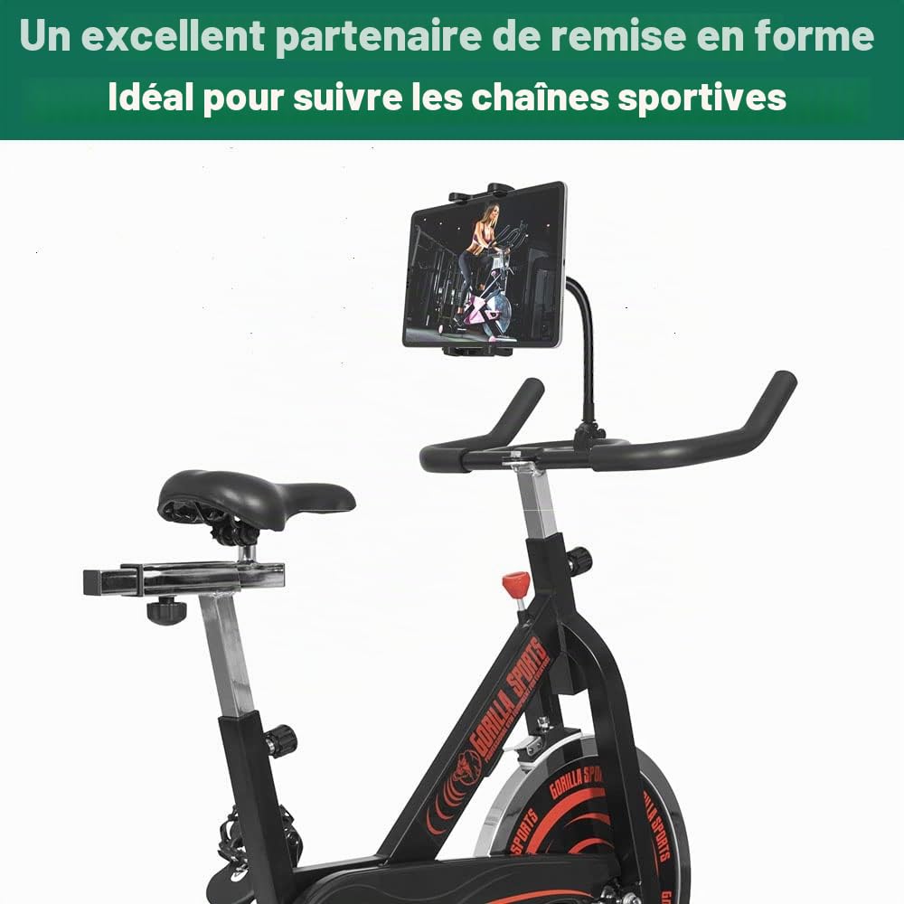 Support Tablette Vél Tapis de Course pour 4-13" iPad Appareil, Universel Porte Tablette avec Col de Cygne pour Spin Elliptique Cyclisme Guidon, pour iPad Pro Air Mini, Samsung Tab, Kindle Fire