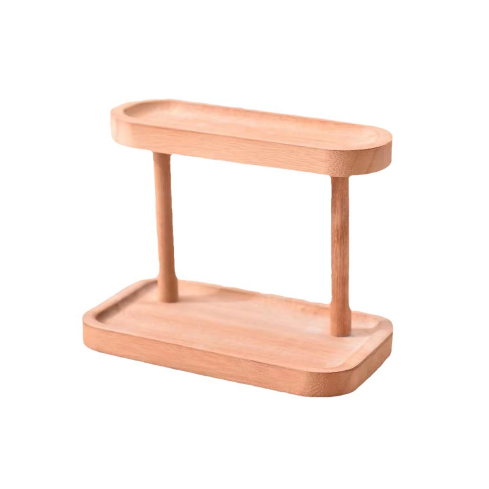 Msioytog Practical Storage Rack 2-Tiers Jewelry Stand Dressing Table Cosmetics Storage Rack Wood Entryway Keys Organiser Efficient Organiser