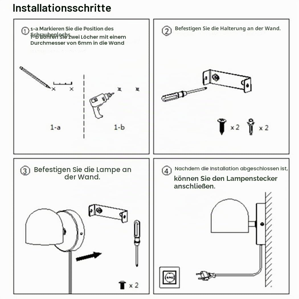 12W LED Innen Wandleuchte Mit Stecker, Touch Control Wandlampe Dimmbar, 360° Drehbare Nachttischlampe, 3000k Warmweiß Einstellbar Leselicht Für Wohnzimmer, Schlafzimmer, Treppen, Flur, Büro,Weiß