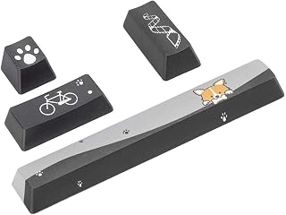 DIY Mini Black Dogs Pattern Keycaps Space+ESC+Enter+Numpad Enter Keycap Set for Mechanical Gaming Keyboard(Black)