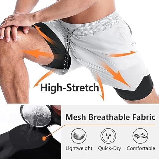 Image of boffi ... N S Poly 2 in 1 Active Dual Shorts with Inner Tights Layer | Men's Double Layer Short for Running, Gym & Sports