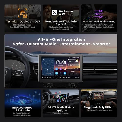 Image of ATOTOZONE X10 10 inch QLED Touchscreen AI Android Double Din Car Stereo | ChatGPT 4, 8G+128G, 4G LTE, 7.1.2 Audio, Wireless CarPlay & Android Auto, Emergency Lock, GPS, HDMI in, ADS Protocol