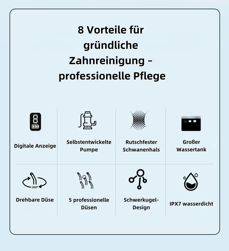 Multifunktionaler Zahnreiniger für Erwachsene – Elektrische tragbare Munddusche für den Heimgebrauch, Hochfrequenz-Puls-Wasserstrahl zur Zahn- und Mundhygiene (Schwarz) – Bild 6