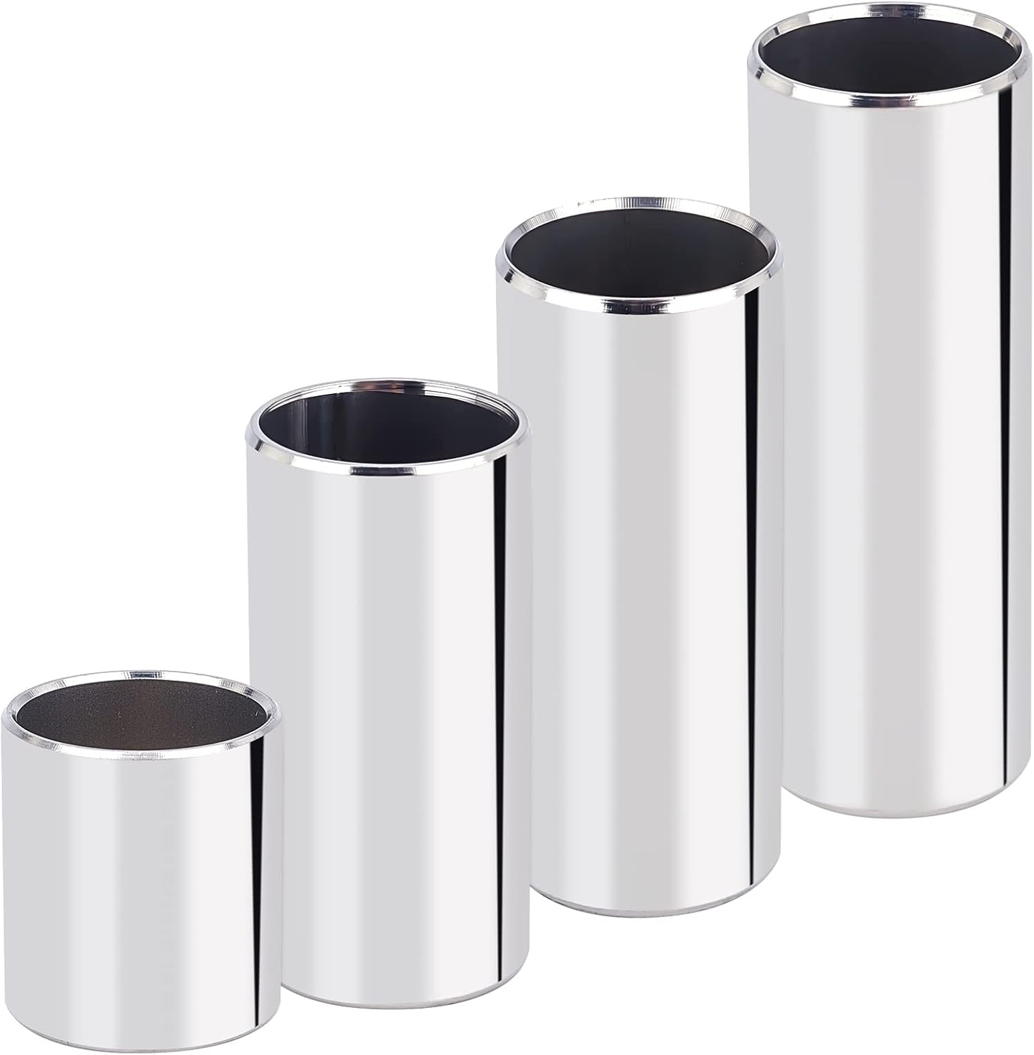 FINGERINSPIRE 4pcs/set Stainless Steel Guitar Slide Set 4 Length(28/51